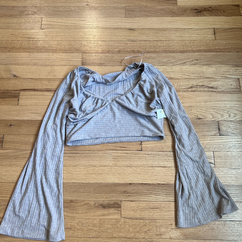 Gray Bell Sleeve Top
